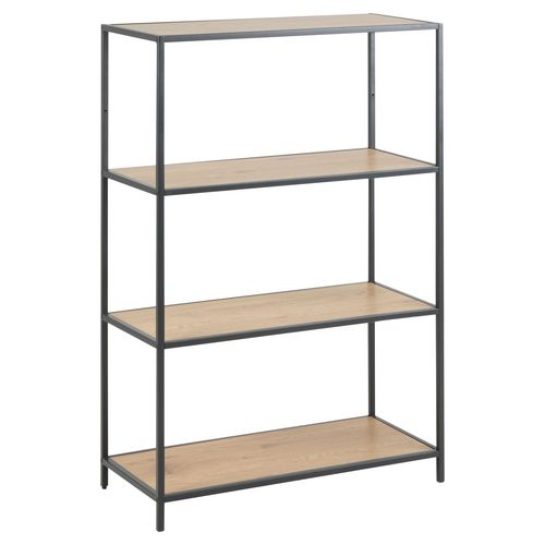 Bibliothèque 3 Niveaux En Mdf Et Métal - Noir Et Beige
