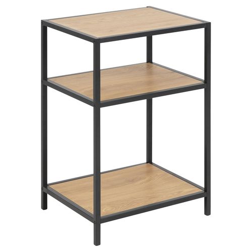 Table De Chevet Ou D'appoint 2 Étagères En Mdf Et Métal - Beige Et Noir