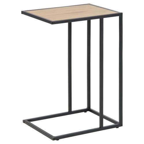 Table D'appoint Ou Bout De Canapé En Mdf Et Métal - Beige Et Noir