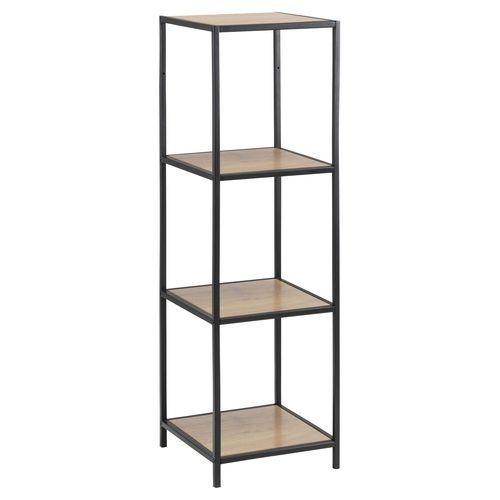Bibliothèque Droite 3 Niveaux En Mdf Et Métal - Beige Et Noir