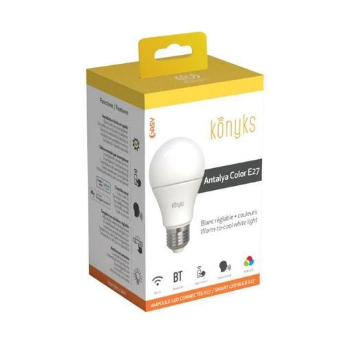 Ampoule Led Connecté Wi-Fi + Bt, 11 W, Couleurs + Blanc Réglable - Konyks Antalya Color E27