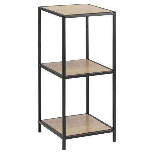 Bibliothèque Droite Petit Modèle 2 Niveaux En Mdf Et Métal - Beige Et Noir