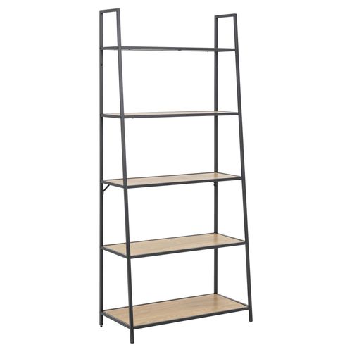 Bibliothèque Asymétrique 4 Niveaux En Mdf Et Métal - Beige Et Noir