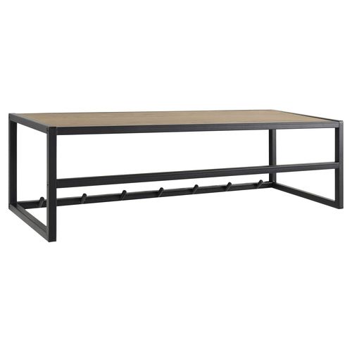 Etagère Murale Porte-Manteau 7 Accroches En Mdf Et Métal - Noir Et Beige