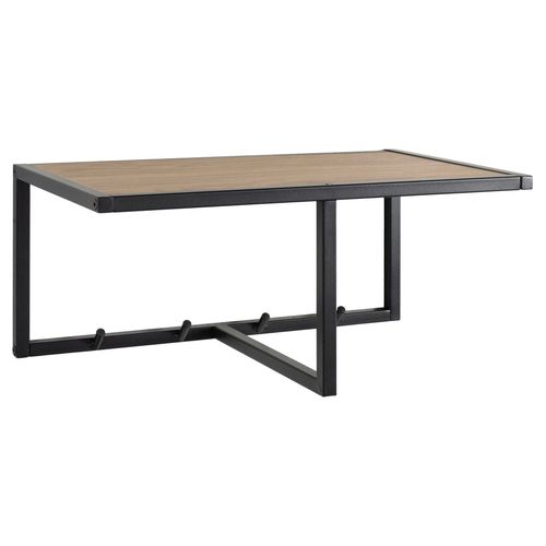Etagère Murale Porte-Manteau 4 Accroches En Mdf Et Métal - Noir Et Beige