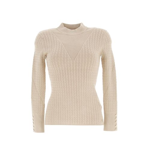 Pull Fin Guess Ls Bettie Cable Mock Nk Swtr Foamy Taupe Beige