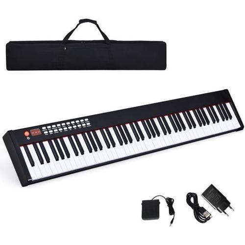 Costway Piano Synthetiseur Numérique 88 Touches Enfants Avec Fonction Midi Et Bluetooth,Réglage Dynamique,Pédale De Sustain