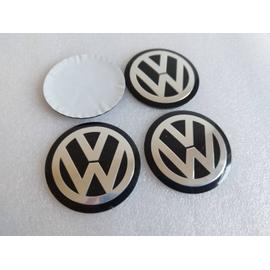 4x Cache Moyeux Centre Roue Ø62mm VW Logo Badge Embleme Noir Silver