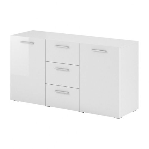 Buffet 130cm Pour Salon Couleur Blanc Brillant Collection Connor.