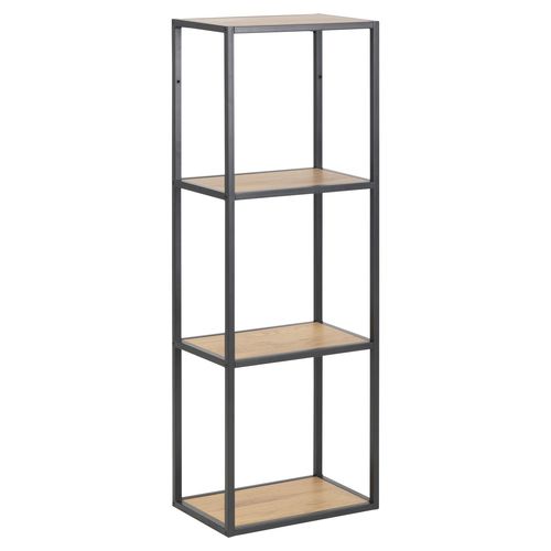 Etagère Ajourée Sur 3 Niveaux En Mdf Et Métal - Noir Et Beige