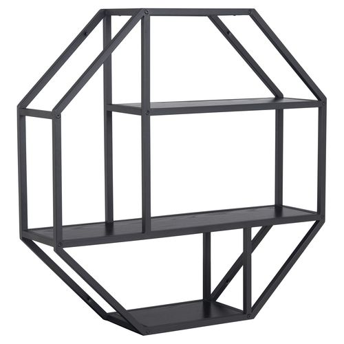 Etagère Murale Hexagonale En Mdf Et Métal - Noir