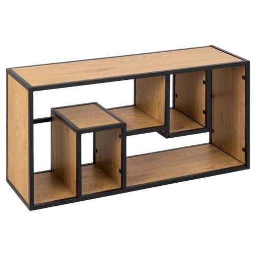 Etagère Murale 4 Niches En Mdf Et Métal - L.95cm X P.35cm X H.45cm - Beige Et Noir