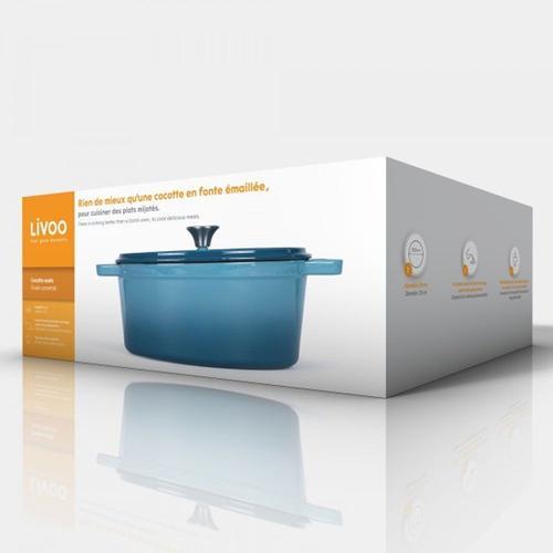 Cocotte Fonte Émaillé Ovale Bleu 4,5l Cuisine Arts De La Table Cuisson Uniforme