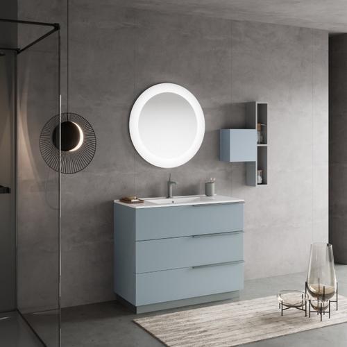 Meuble De Salle De Bain Sur Pied Avec Lavabo 100cm Avec 3 Tiroirs Et Miroir| New York