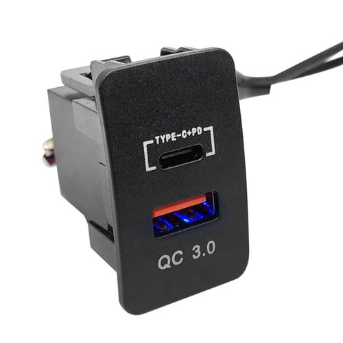 Adaptateur De Chargeur Rapide Usb Double 36w Qc3.0 Type C + Pd, Prise De Tableau De Bord, Voltmètre Led Pour Honda Civic Accord Hr-V Jazz City