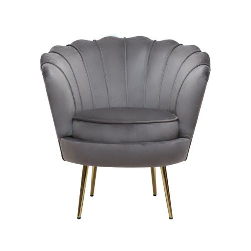 Fauteuil En Velours "Floria" - 75 X 68 X 77.5 Cm - Gris