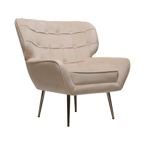 Fauteuil En Velours "Austin" - 79 X 71 X 79.5 Cm - Beige