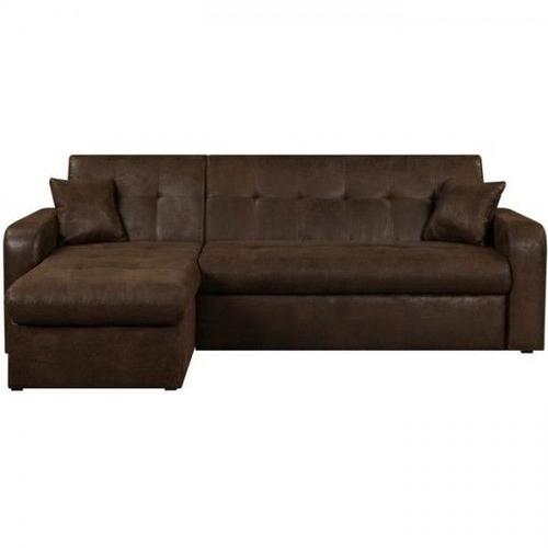 Canapé D'angle Réversible Convertible 3 Places - Tissu Marron Vieilli - Contemporain - L 235 X P 85 - 153 Cm - Roman