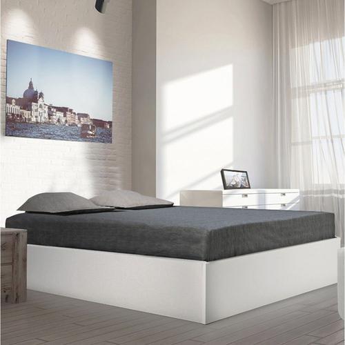 Lit Coffre Bilbao 140x190 Cm + Sommier / Blanc/ 196x147x33 Cm