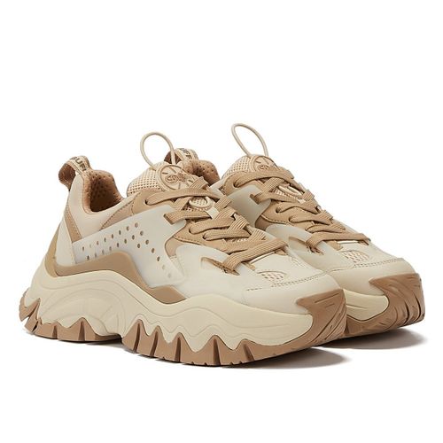 Buffalo Trail One Beige Baskets En Cuir Beige Pour Femme - 40