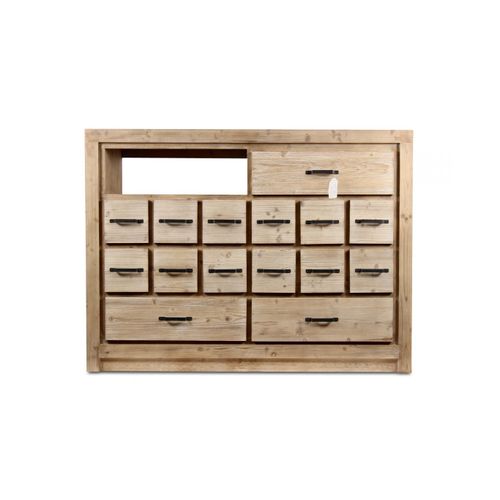 Bahut Grainetier 15 Tiroirs Bois Naturel 142x40x106cm
