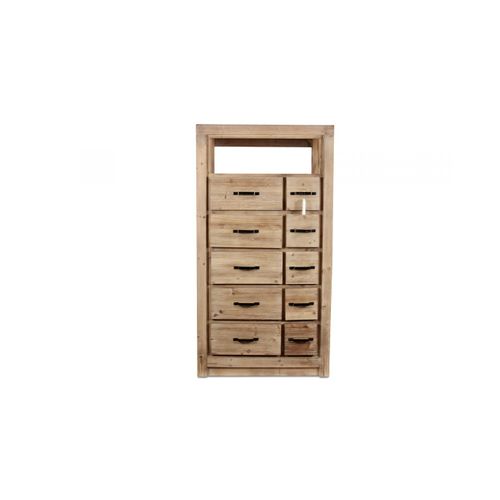 Semainier Chiffonnier 14 Tiroirs Bois Naturel 79x40x148,5cm