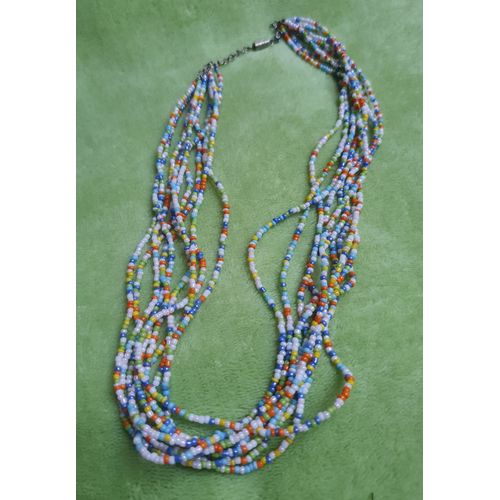 Collier 9 Rangs Perles De Rocailles Multicolores