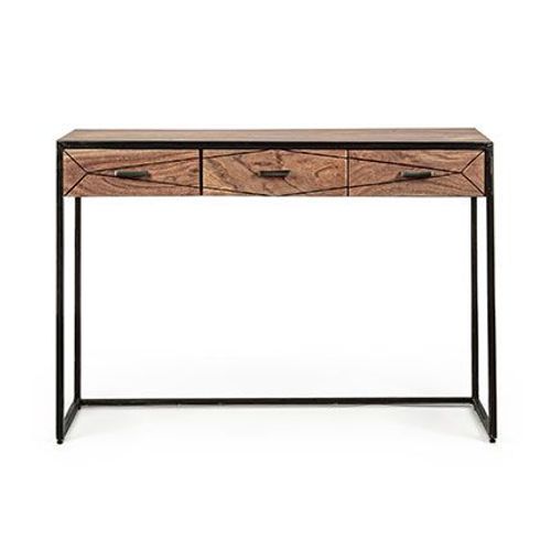 Console 3 Tiroirs 115x35x80 Cm En Acacia Et Métal - Darica