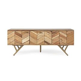 Meuble Tv 3 Portes 130x40x51 Cm En Bois D'acacia Naturel - Furnix