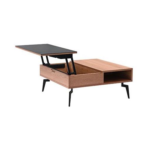 Table Basse Avec Plateau Relevable 80 Cm Décor Chêne Et Métal Noir