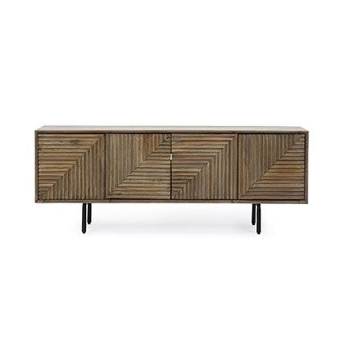 Meuble Tv 140x32,5x53 Cm En Bois De Manguier