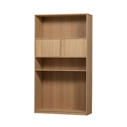 Etagère 2 Portes 3 Niches 110x40x199 Cm En Placage Chêne - Torla