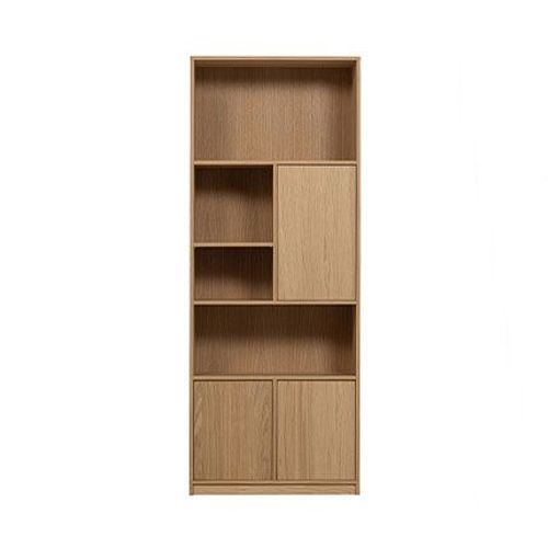 Etagère 3 Portes 4 Niches 77x40x199 Cm En Placage Chêne - Torla