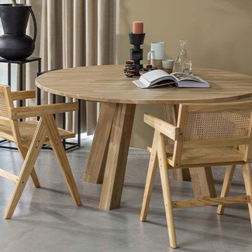 Table À Manger Ronde 150x75 Cm En Chêne Naturel