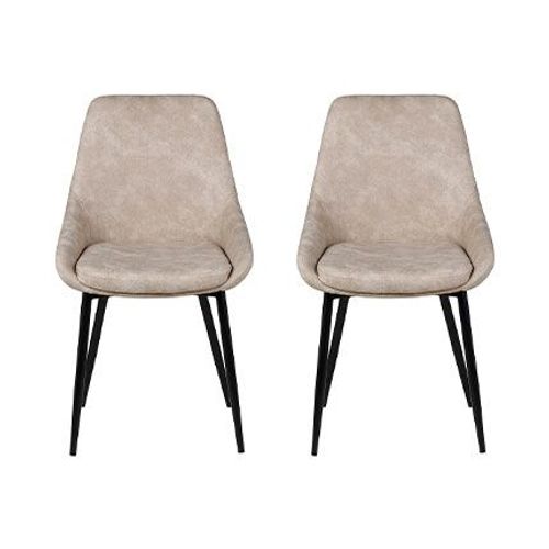 Lot De 2 Chaises Repas 48x55x84 Cm En Tissu Daim Beige - Ormoy