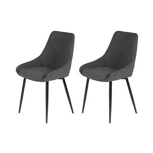 Lot De 2 Chaises Repas 48x55x84 Cm En Tissu Gris Foncé - Ormoy
