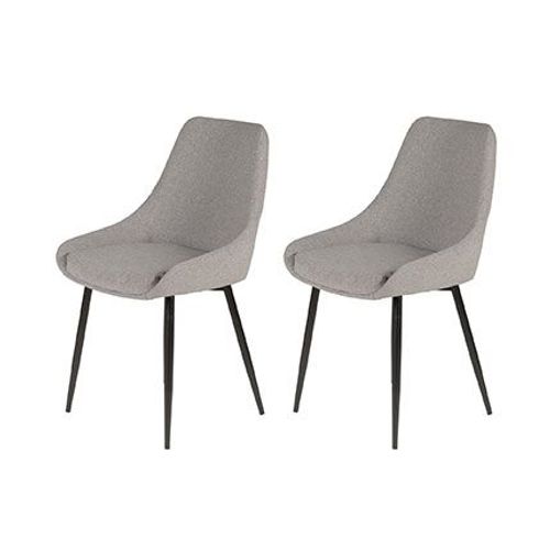 Lot De 2 Chaises Repas 48x55x84 Cm En Tissu Gris Clair - Ormoy