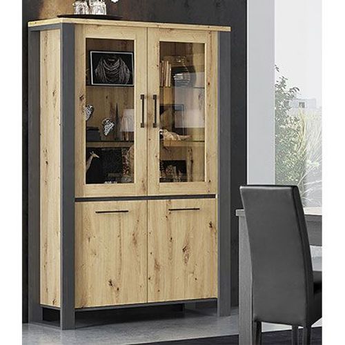 Vitrine 4 Portes 116x42x187 Cm Naturel Et Noir - Zadar