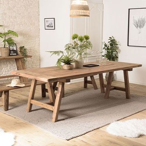 Table À Manger 270x100x75 Cm En Pin Recyclé - Glayne