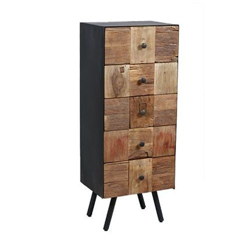 Chiffonnier 5 Tiroirs En Bois Et Métal Gris - Houston