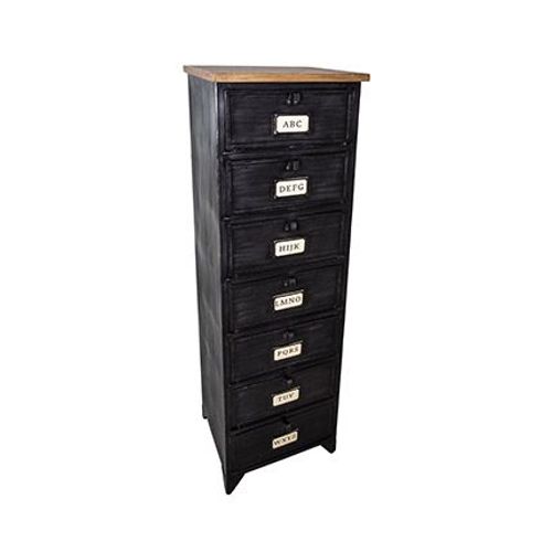 Chiffonnier Industriel 7 Volets En Bois Et Métal Noir