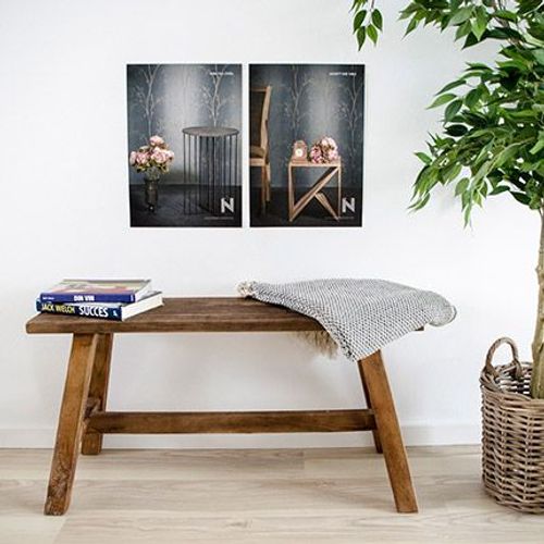 Banc 90x25x45 Cm En Teck Marron