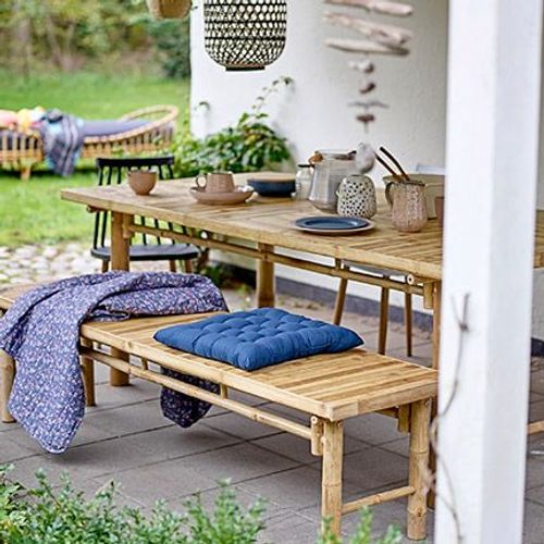 Banc 180x45x46 Cm En Bambou Et Fibres Naturelles