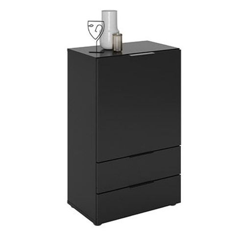 Meuble D'entrée 1 Porte 2 Tiroirs 50x32x81 Cm Noir