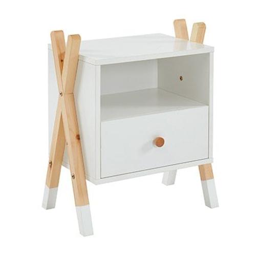 Chevet Enfant 1 Tiroir 46x30x55 Cm Blanc Et Naturel - Osny