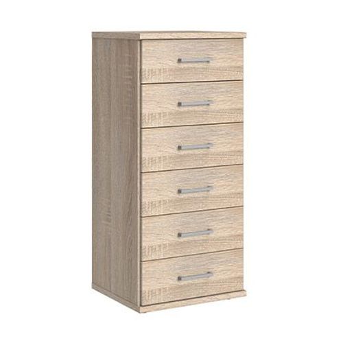 Chiffonnier 6 Tiroirs 46x40x106 Cm Chêne Blanchi - Klak
