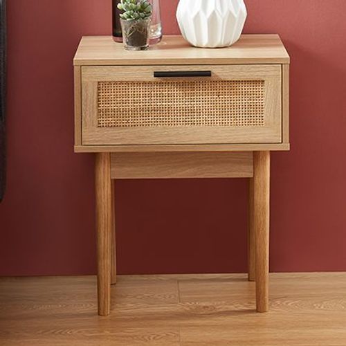 Chevet 1 Tiroir 40x29,5x50 Cm Naturel Avec Cannage - Aretha