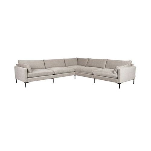 Canapé D'angle 7 Places En Tissu Beige - Summer
