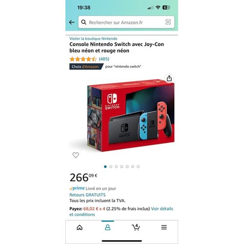 Nintendo Switch Avec Joy-Con Bleu Néon Et Rouge Néon Acheter Le 6 Décembre Kit Complet Pour Jouer Sur La Tv Elle Est Neuve Avec Pokémon Écarlate, Violet Est Zelda Sur La Console Je Laisse Le Compte. 