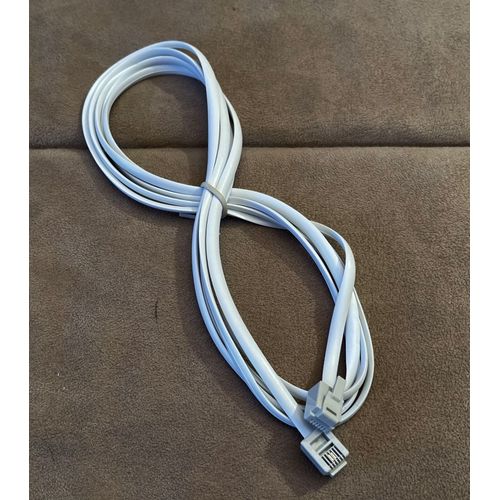 Câble Téléphonique RJ11 Câble Modulaire 6P4C  Câble Western RJ11-RJ11 Prise Câble Plat  Prise Téléphonique Modem  Routeur Fax ISDN DSL VDSL Internet- Blanc